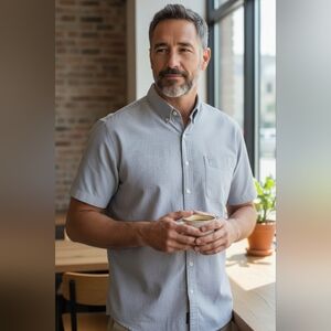 Denver Hayes Light Blue Casual Button Down Shirt